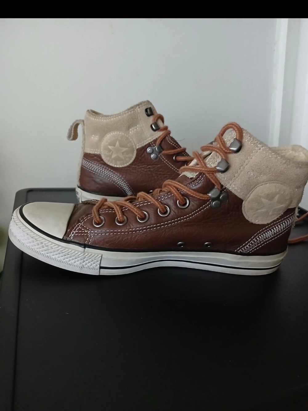 Converse Brown High-Top Leather WithSuede Uppers Sneakers Mens SZ 7